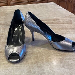 Silver Peep-Toe Heels by BUTTER. 10
